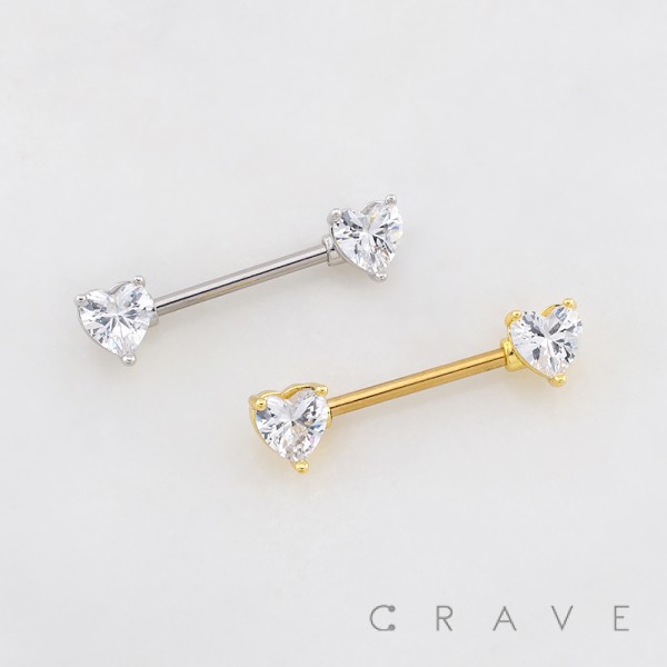 CZ HEART 316L SURGICAL STEEL NIPPLE RING CZ HEART 316L SURGICAL STEEL NIPPLE RING